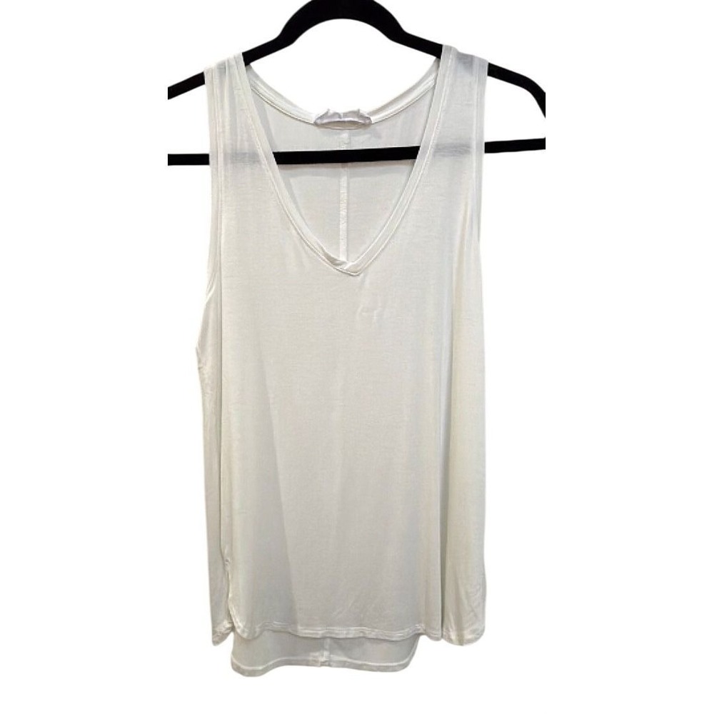 Double Zero by Buckle White V Neck Cutout Tank Top Women's Small Rayon Stretch
